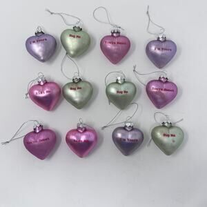Lillian Vernon Pastel Candy Conversation Hearts Blown Glass Valentines Ornaments